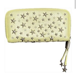 Jimmy Choo metallic Yellow Star-Studded leather Wallet